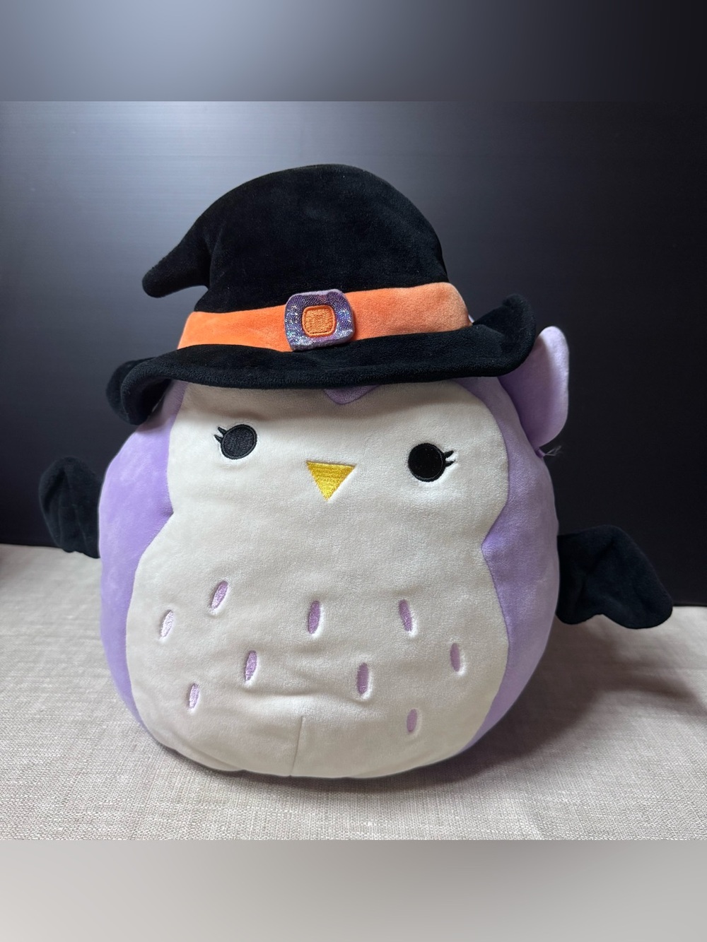 Squishmallow Plush Treat Bag 13" Holly the Owl with Witch Hat Bat Wings Purple